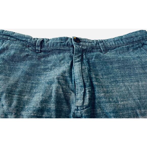 GOODFELLOW CASUAL FLAT FRONT LINDEN SHORTS, MENS, 32, HEATHER BLUE, CHAMBRAY - Picture 5 of 10